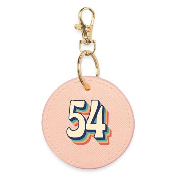 Vintage Retro T-Shirt Number 54 Fifty Four - Round Keyring - light pink - Front