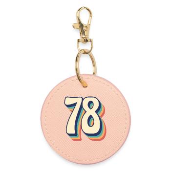 Vintage rétro T Shirt numéro 78 soixante-dix-huit - Porte-clés rond - rose clair - Devant