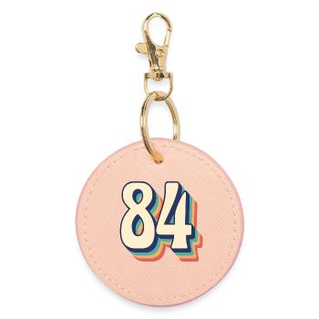 Vintage Retro T-Shirt Number 84 Eighty-Four - Round Keyring - light pink - Front