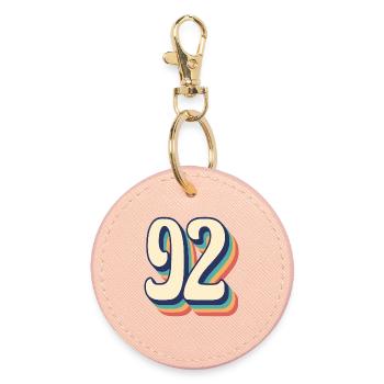 T-Shirt rétro Vintage numéro 92 quatre-vingt-douze - Porte-clés rond - rose clair - Devant