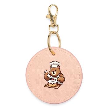 Baker Bear: Der Kuchenbeschwörer - Runder Schlüsselanhänger - Hellrosa - Vorne