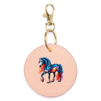 Cheval - Porte-clés rond - rose clair - Devant