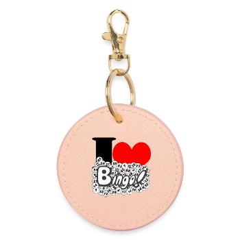 Bingo, Jeu de bingo, Jeux d’argent, J’aime (25) - Porte-clés rond - rose clair - Devant