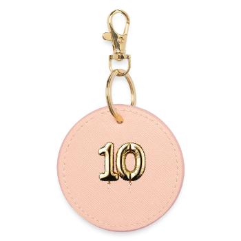 10 Years Gold Balloon Foil Balloon Gift - Round Keyring - light pink - Front