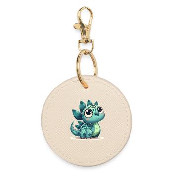 Stegosaurus Baby Dino Babydino Dinobaby Gift - Round Keyring - oyster - Front