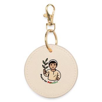 Free Palestine - Peace for Palestine - Round Keyring - oyster - Front