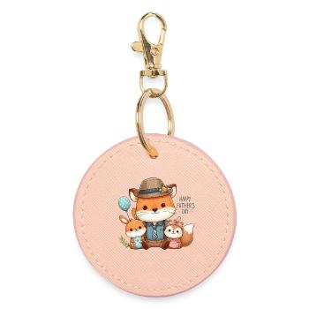 Mignonne fête des pères en famille - Porte-clés rond - rose clair - Devant