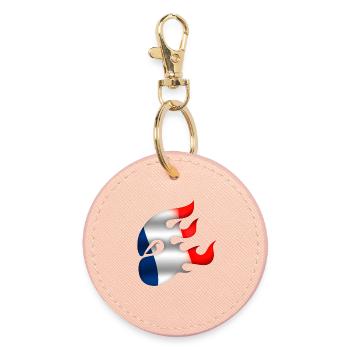 Drapeau de la France - France - Ninja - Porte-clés rond - rose clair - Devant