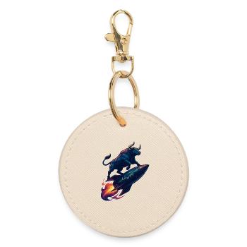 Stock Bull Bull Chart Profit Rocket Gift - Round Keyring - oyster - Front