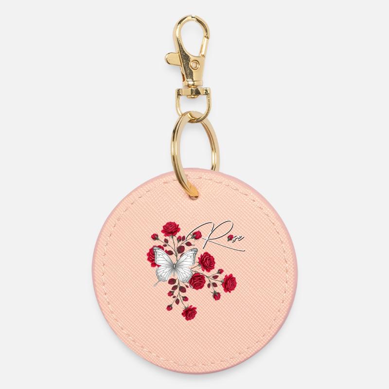 Pink and Butterfly Elegance - Round Keyring - light pink