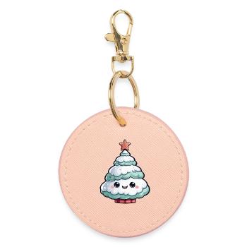 Étoile d’arbre enneigé pastel - Porte-clés rond - rose clair - Devant