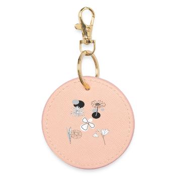 Flowers black and white - Round Keyring - light pink - Front