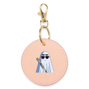 Sarcastic Ghost with Heart Shades & Bat - Runder Schlüsselanhänger - Hellrosa - Vorne