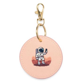 Pixel Astronaut Selfie on Mars – 8-Bit Style - Round Keyring - light pink - Front