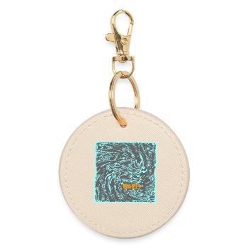 Wave flow neon pattern surf - Round Keyring - oyster - Front