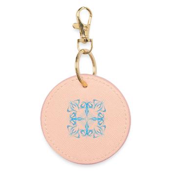 Motif de lignes bleues dynamique délicat - Porte-clés rond - rose clair - Devant