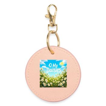 O My Daisies Field Print - Round Keyring - light pink - Front
