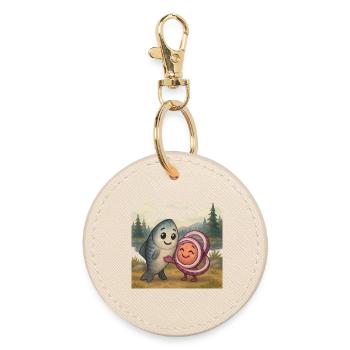 Herring and Onion Friendship - Round Keyring - oyster - Front