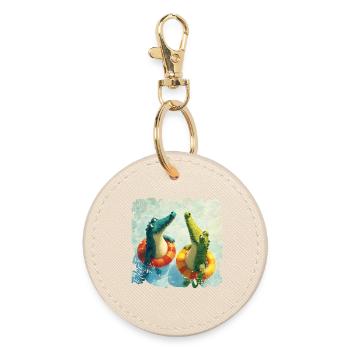 Crocodiles in water fun duo - Round Keyring - oyster - Front