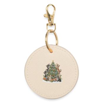 Süße Weihnachtskätzchen – Niedliches XMAS Katzenmo - Runder Schlüsselanhänger - Auster - Vorne