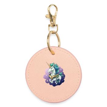 Licorne cosmique dans la Mer des Étoiles - Porte-clés rond - rose clair - Devant