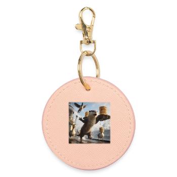 Funny Otter Pancake Chaos Harbor Design - Round Keyring - light pink - Front
