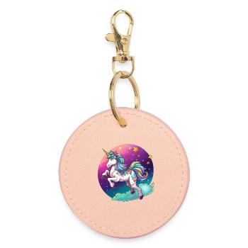 Licorne arc-en-ciel couleur nuit - Porte-clés rond - rose clair - Devant