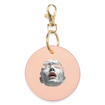 Masque en porcelaine brisée - Porte-clés rond - rose clair - Devant