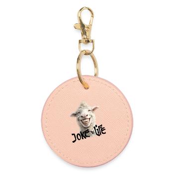 Smiling lamb joke is life - Round Keyring - light pink - Front