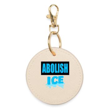 Abolish I.C.E: - Round Keyring - oyster - Front