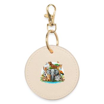 Famille animale colorée dans la jungle - Porte-clés rond - huître - Devant