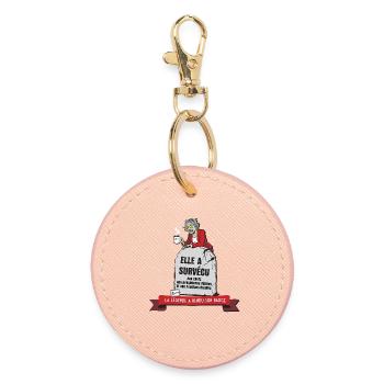 Retraite Humour Femme : Survivante du Bureau - Porte-clés rond - rose clair - Devant