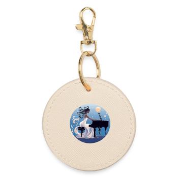 Moonlit Night at the Piano Diva - Round Keyring - oyster - Front