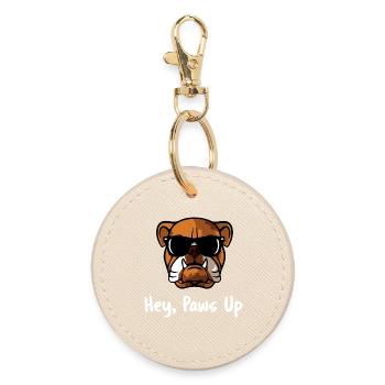 Bouledogue cool Hey pattes en l’air des lunettes de soleil Art de chien - Porte-clés rond - huître - Devant