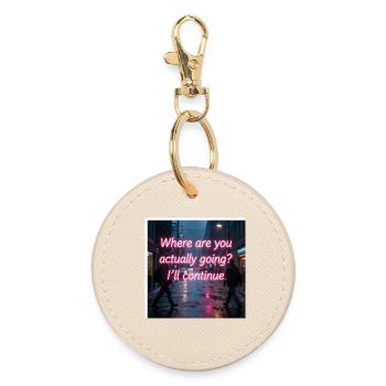 Neon Rain Street Quote - Round Keyring - oyster - Front
