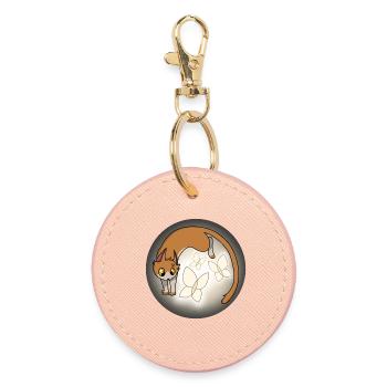 Moustaches de lumière - Porte-clés rond - rose clair - Devant