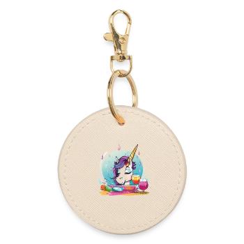 Colorful Unicorn in Party Mug - Round Keyring - oyster - Front