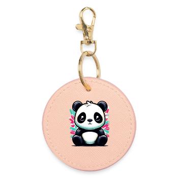 Panda - Round Keyring - light pink - Front