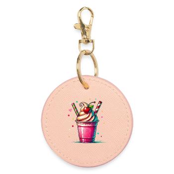 Séduisant Cherry Dreams : Milkshake à la cerise - Porte-clés rond - rose clair - Devant
