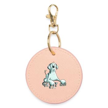Happy Great Dane Dog - Porte-clés rond - rose clair - Devant