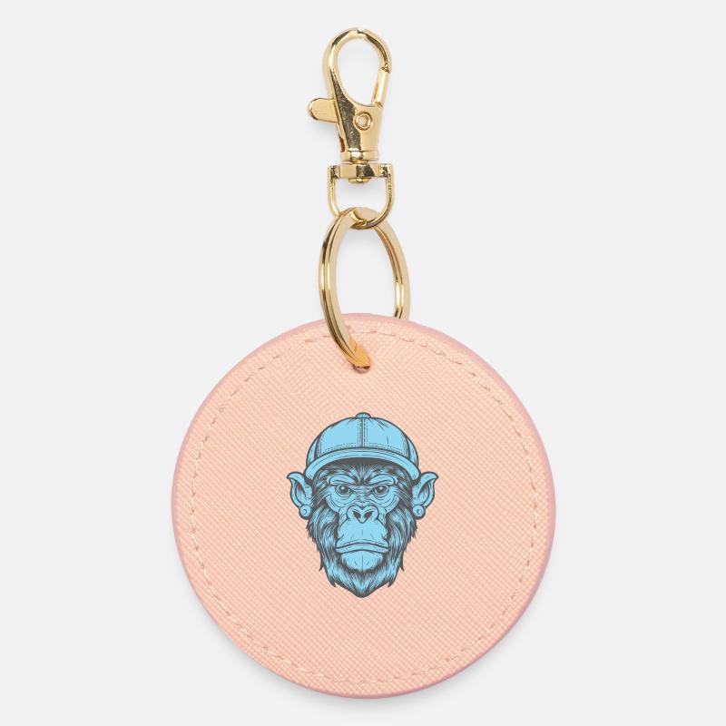 Funky Monkey - Round Keyring - light pink