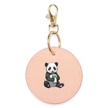 Panda Baby Milk Bottle - Round Keyring - light pink - Front