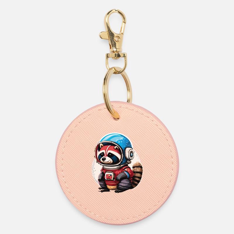 Procione Spaceman con smartphone - Portachiavi rotondo - rosa chiaro