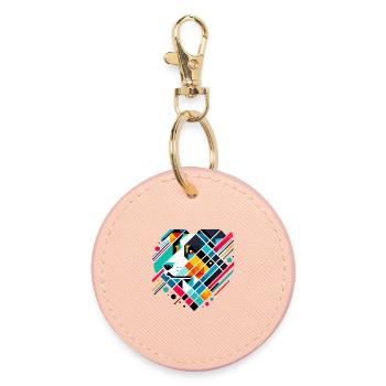 Coloré abstrait Appenzell bovin chien visage art - Porte-clés rond - rose clair - Devant