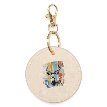 Deer with antlers - Round Keyring - oyster - Front