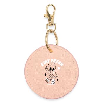 Whimsical Stay Fresh Walking mascot with Sunburst - Round Keyring - light pink - Front