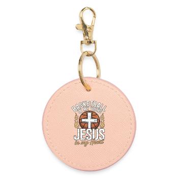 Basketball & Jesus – Conception de la croix sur le ballon - Porte-clés rond - rose clair - Devant