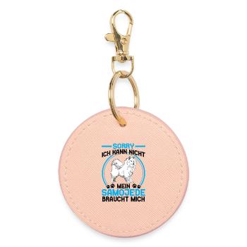 Samoyed Needs Me Sled Dog - Round Keyring - light pink - Front