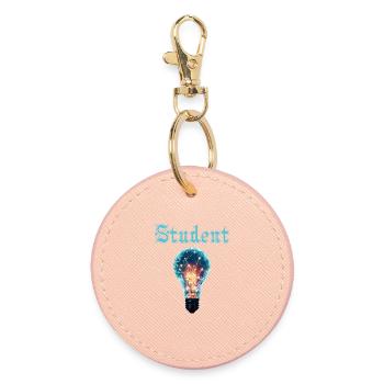 Student Design – Light Bulb Energy & Inspiration - Round Keyring - light pink - Front