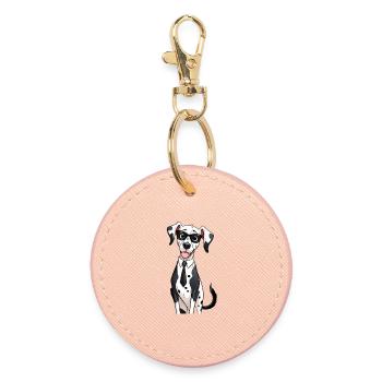 Dalmatian in suit with glasses - Round Keyring - light pink - Front